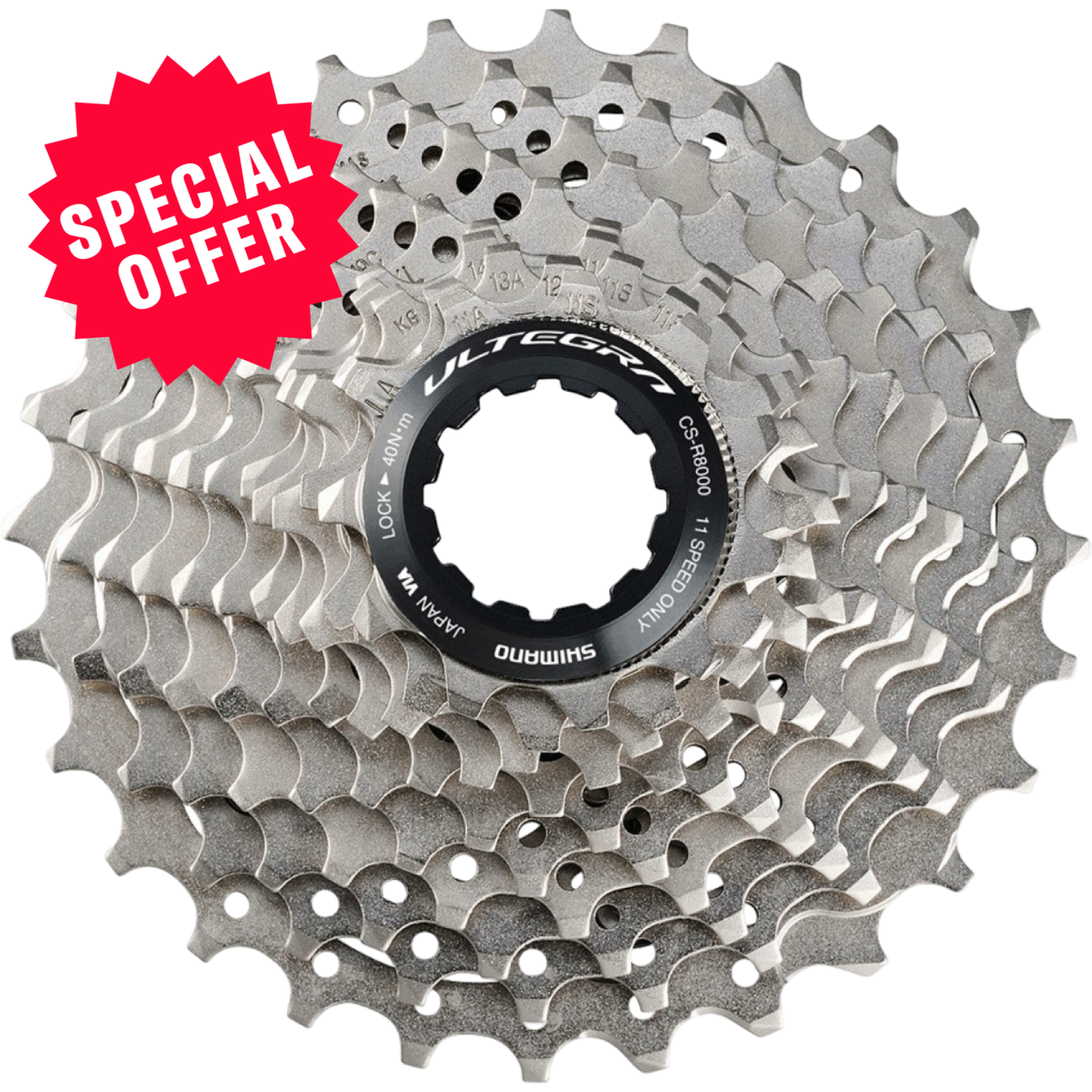 A Shimano Ultegra 11-speed bicycle cassette