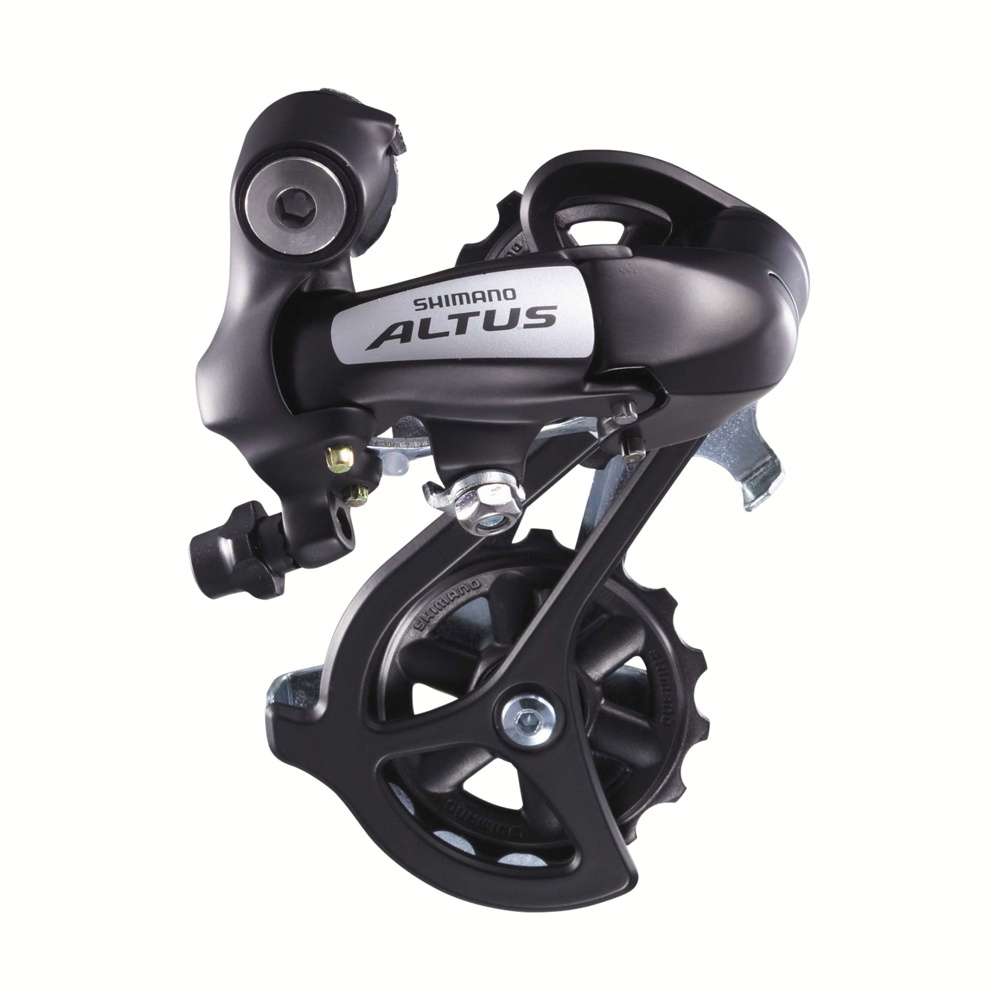 Shimano Altus bicycle gear mechanism on a white background